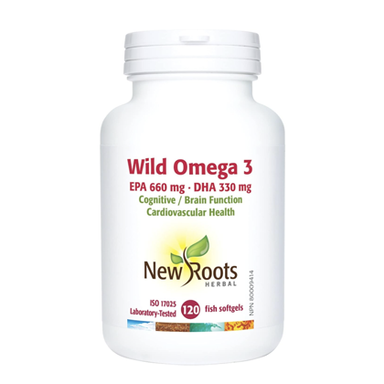 New Roots Wild Omega 3, EPA 660mg DHA 330mg, 120 Softgels.